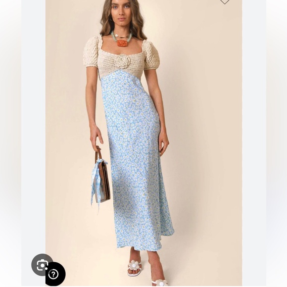 RIXO Dresses & Skirts - RIXO Sardinia crochet-paneled floral-print linen-blend midi dress